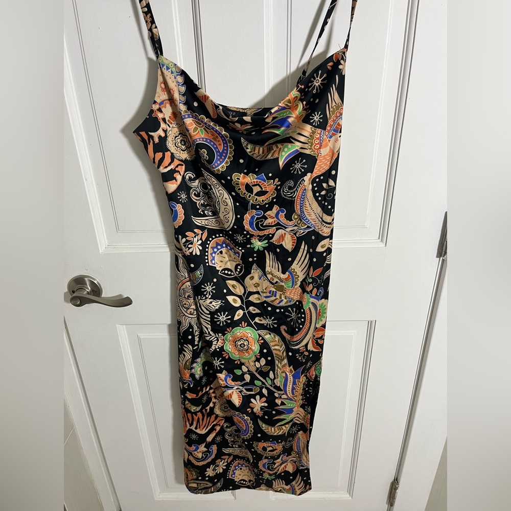 Forever 21 Black and Orange Patterned Dress